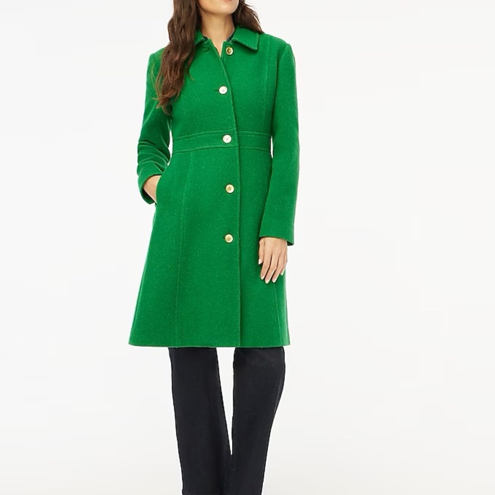 J.Crew Emerald Green Onyx Wool Lady Day Coat - NEW with Tags